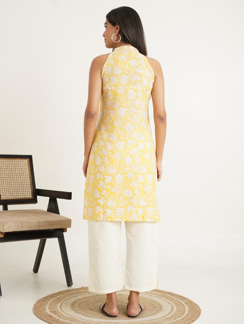 women floral printed sleeveless straight kurta - 21784823 - Standard Image - 3