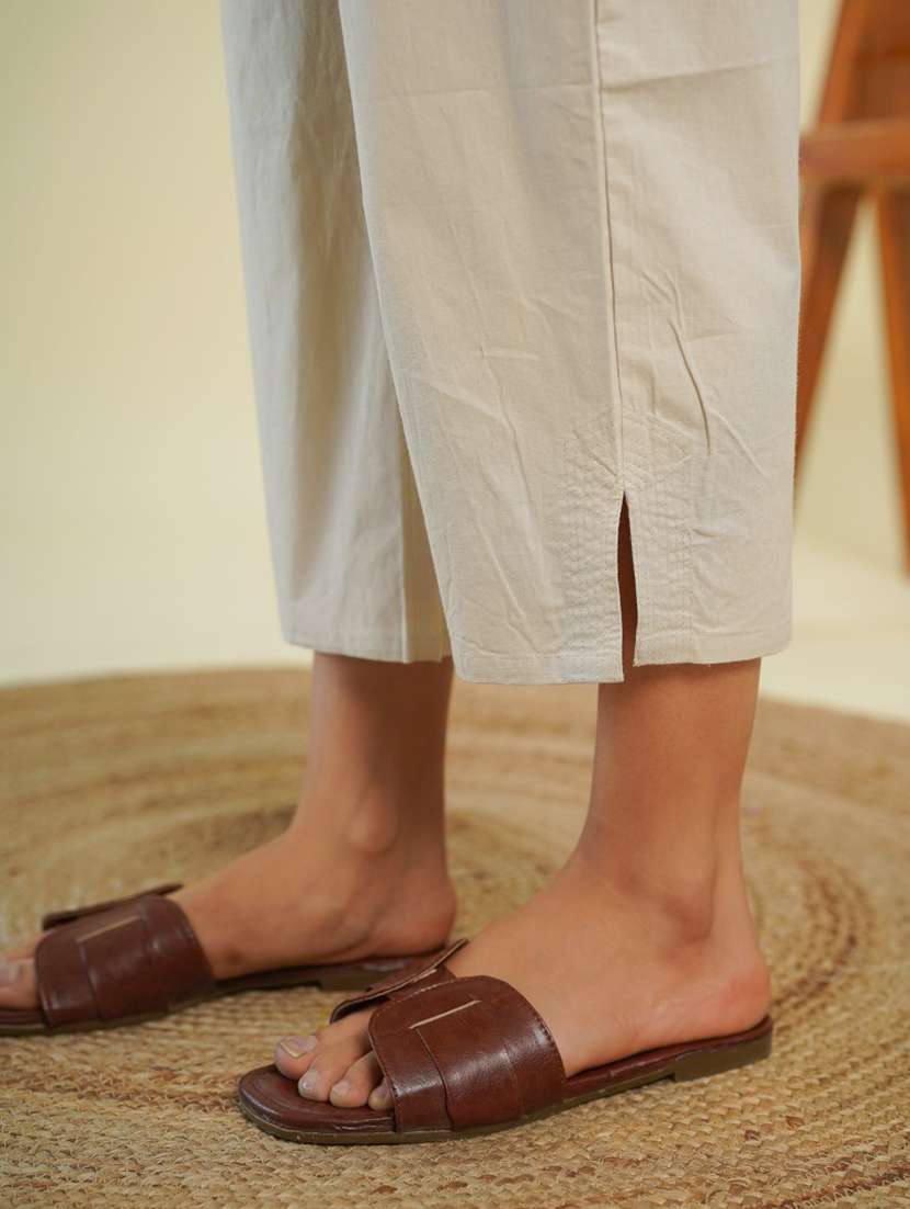 women beige mid rise cropped pant - 21784896 - Standard Image - 3