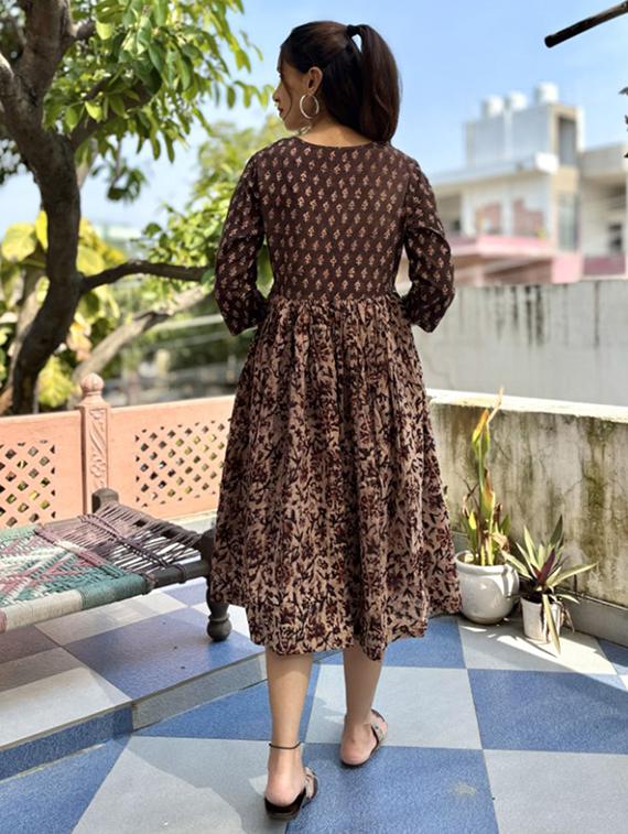 women printed fit & flare ethnic dress - 21784932 - Standard Image - 3