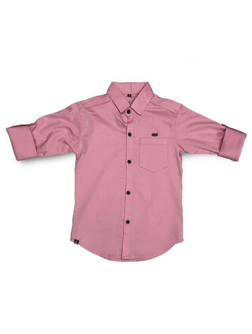 boys solid collared roll up sleeves shirt - 21784990 - Zoom Image - 0