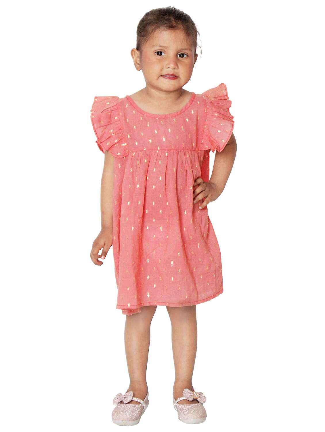 girls self designed short sleeves frock