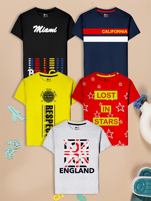 kids pack of 5 printed short sleeves t-shirt - 21785139 - Standard Image - 0