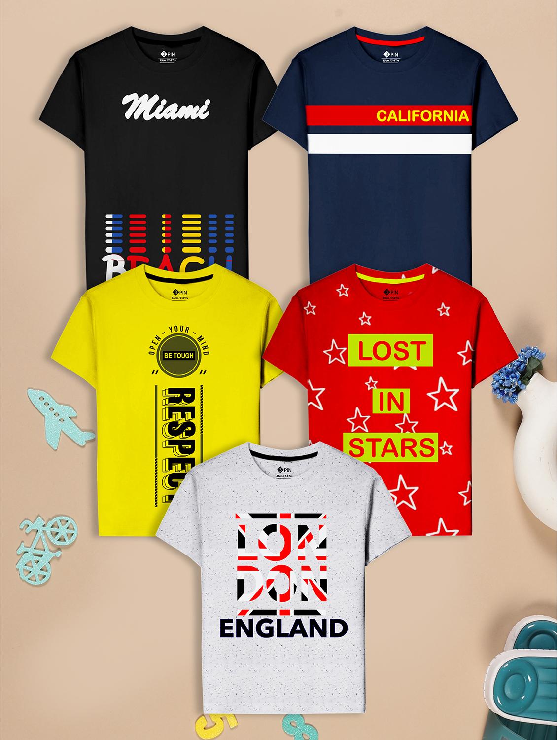 kids pack of 5 printed short sleeves t-shirt - 21785139 - Zoom Image - 0