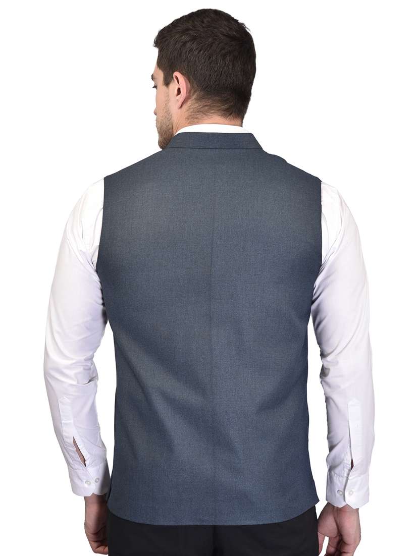 men solid mandarin neck sleeveless nehru jacket - 21785251 -  Standard Image - 3