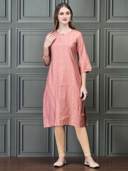 women three quarter sleeve straight kurta - 21785457 - Standard Image - 0
