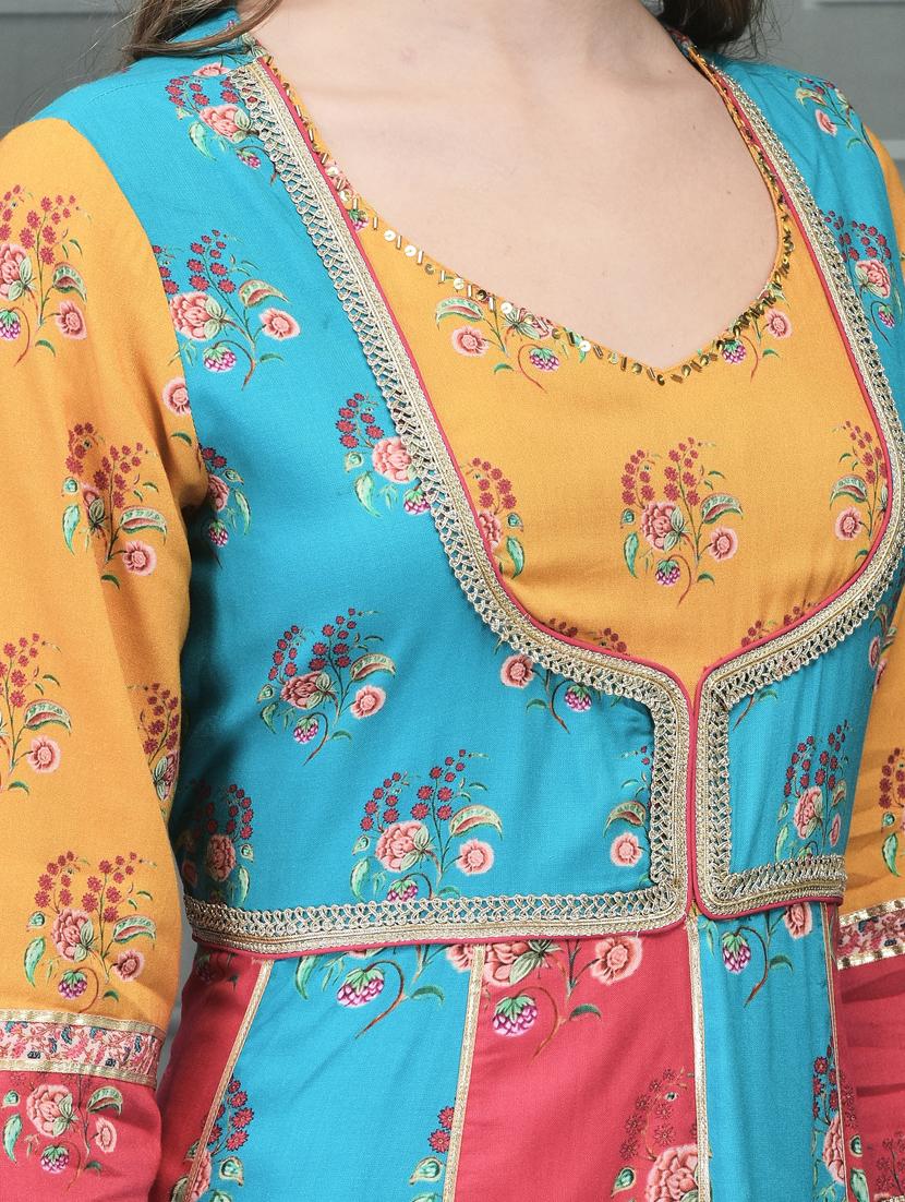 women printed three quarter sleeve ethnic dress - 21785469 - Standard Image - 5