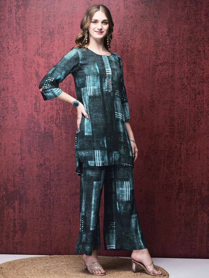 women three quarter sleeve ethnic co-ord set - 21785475 -  Standard Image - 3