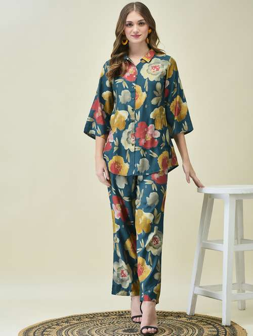 women three quarter sleeve ethnic co-ord set - 21785477 - Standard Image - 0