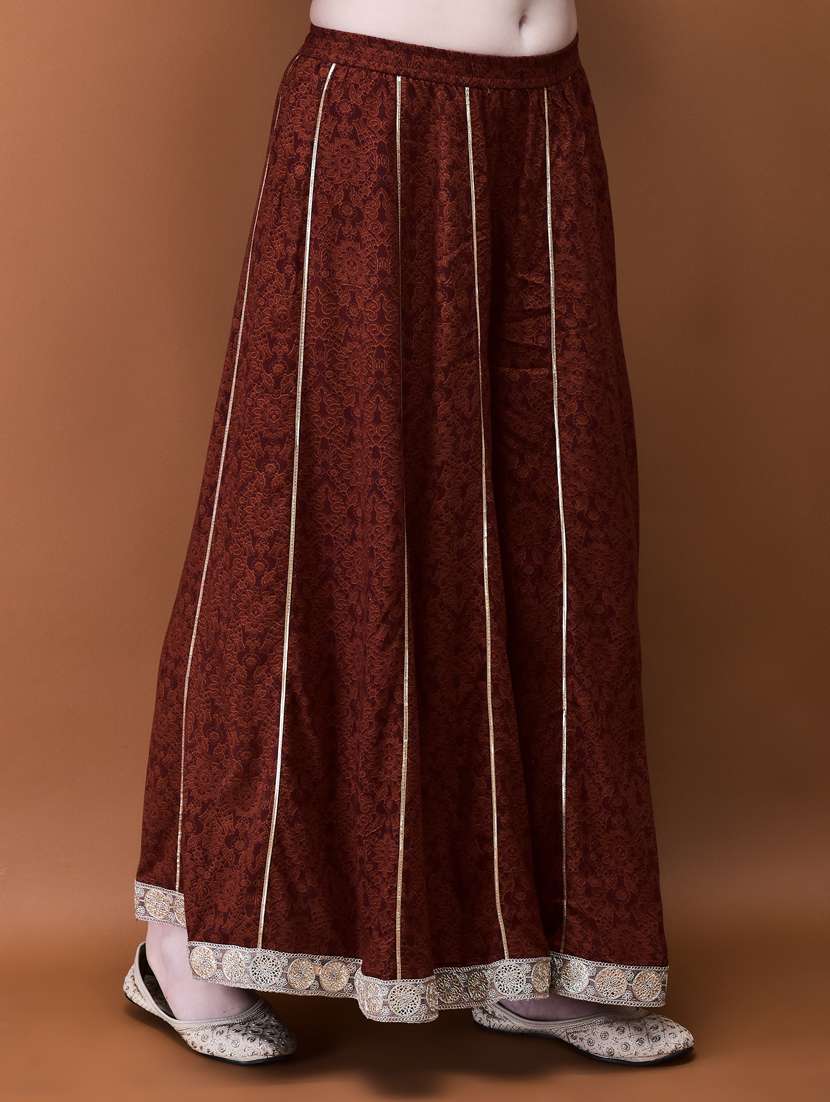 women brown printed kurta palazzo set - 21785501 - Standard Image - 5