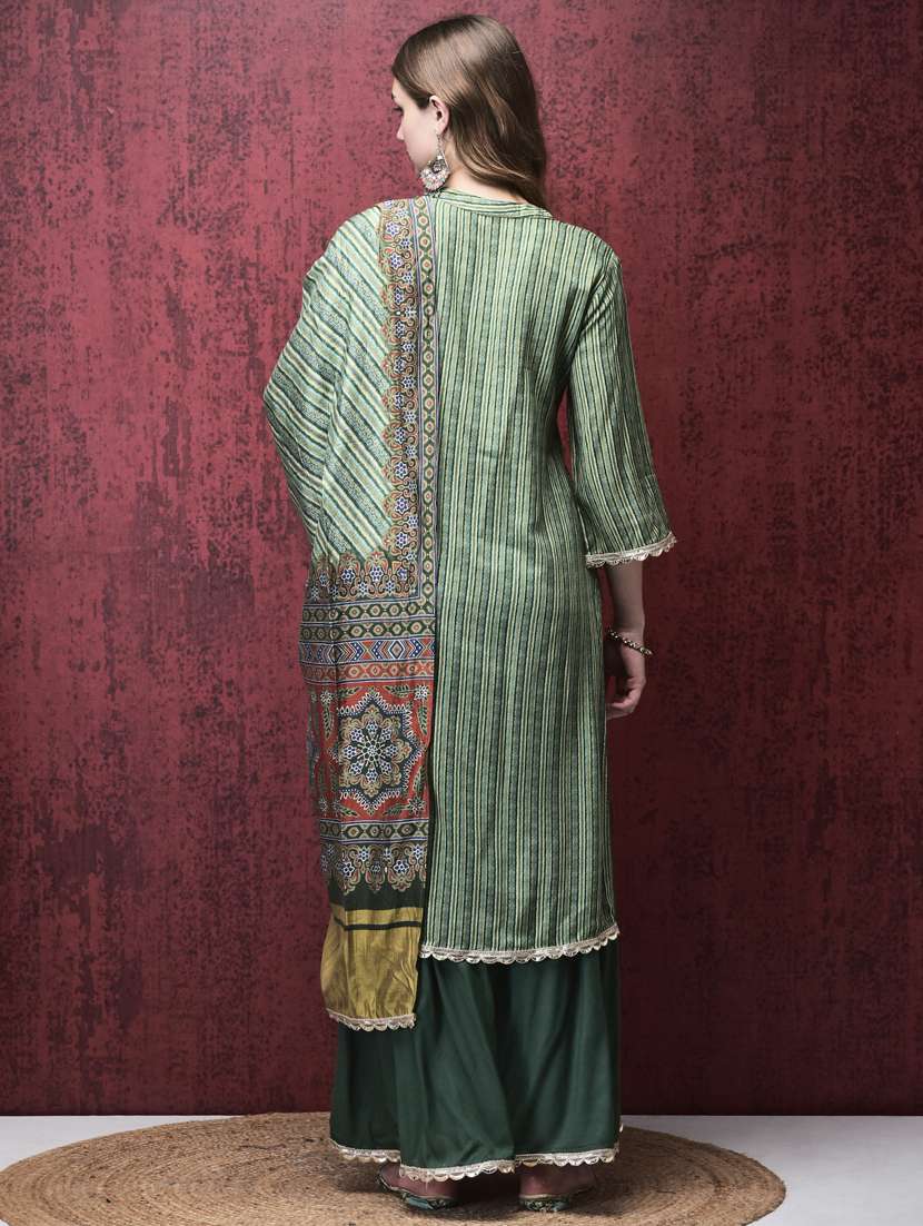 women three quarter sleeve kurta sharara with dupatta set - 21785523 -  Standard Image - 3