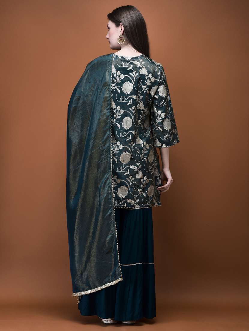 women three quarter sleeve kurta sharara with dupatta set - 21785530 -  Standard Image - 3