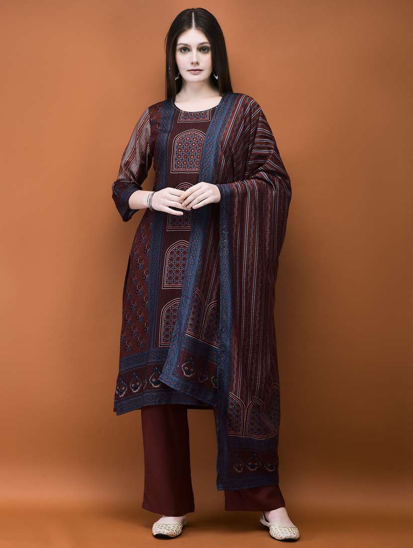 women three quarter sleeve kurta pant with dupatta set