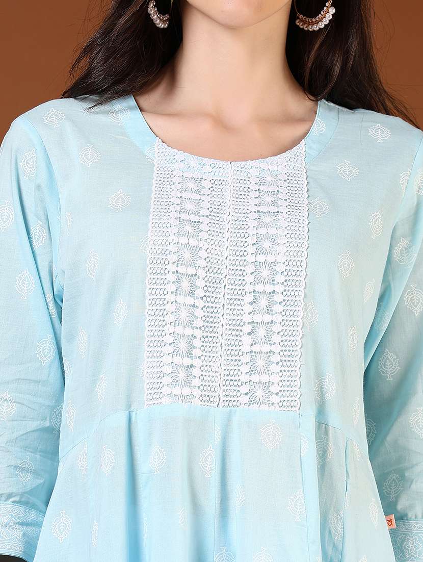 women embroidered three quarter sleeve tiered kurta - 21785552 -  Standard Image - 5
