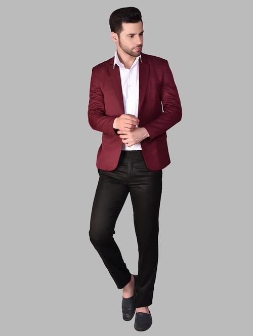 men solid lapel collar single breasted blazer - 21785875 - Standard Image - 0