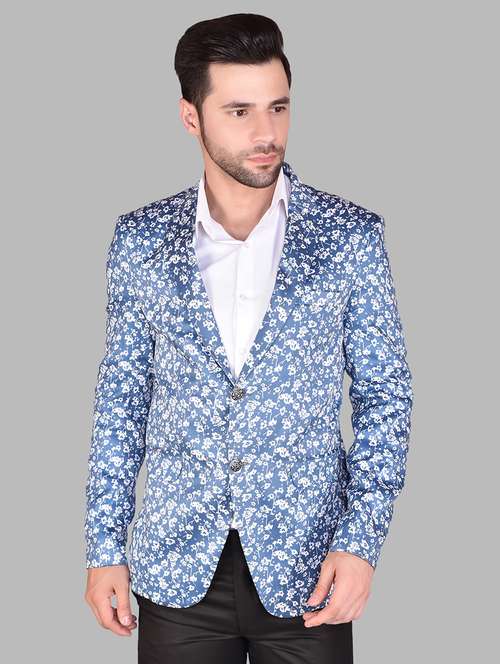 men printed lapel collar single breasted blazer - 21785877 -  Standard Image - 0