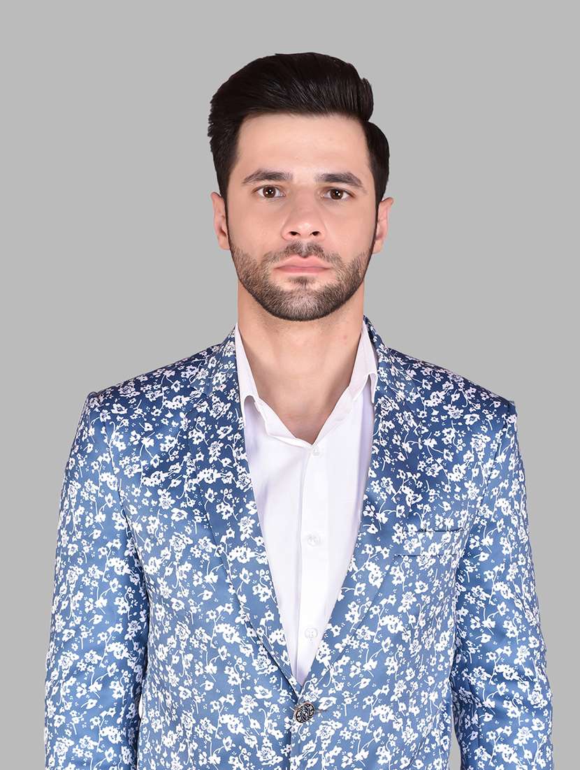 men printed lapel collar single breasted blazer - 21785877 -  Standard Image - 5