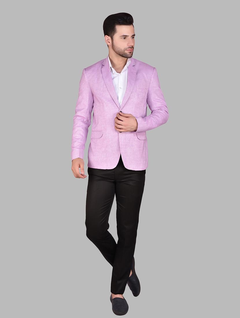 men solid lapel collar single breasted casual blazer - 21785885 - Standard Image - 3