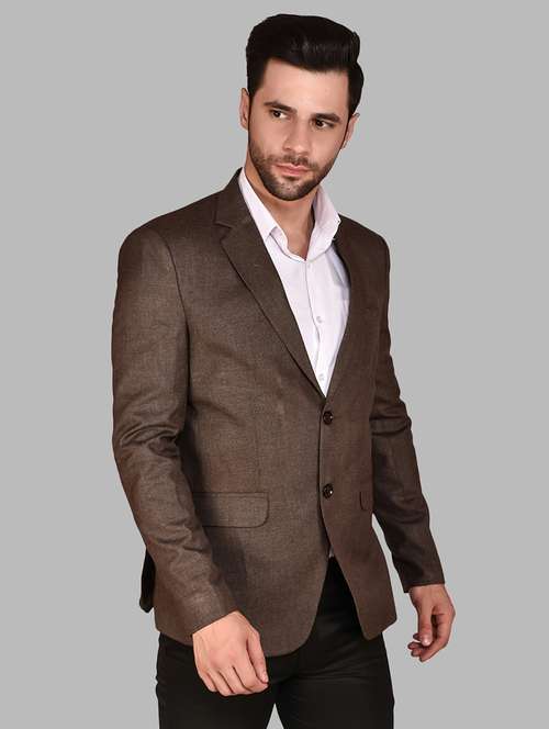 men solid lapel collar single breasted casual blazer - 21785903 - Standard Image - 0