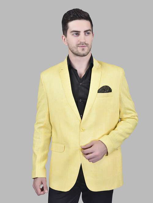 men solid lapel collar single breasted casual blazer - 21785910 - Standard Image - 0