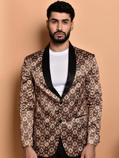 men long sleeves printed single breasted casual blazer - 21785949 - Standard Image - 0