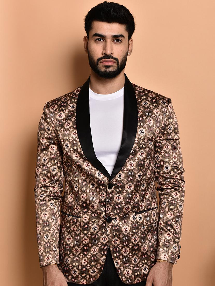 men long sleeves printed single breasted casual blazer - 21785949 - Zoom Image - 0