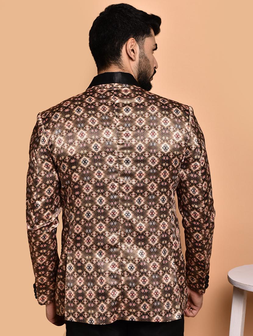 men long sleeves printed single breasted casual blazer - 21785949 - Standard Image - 3