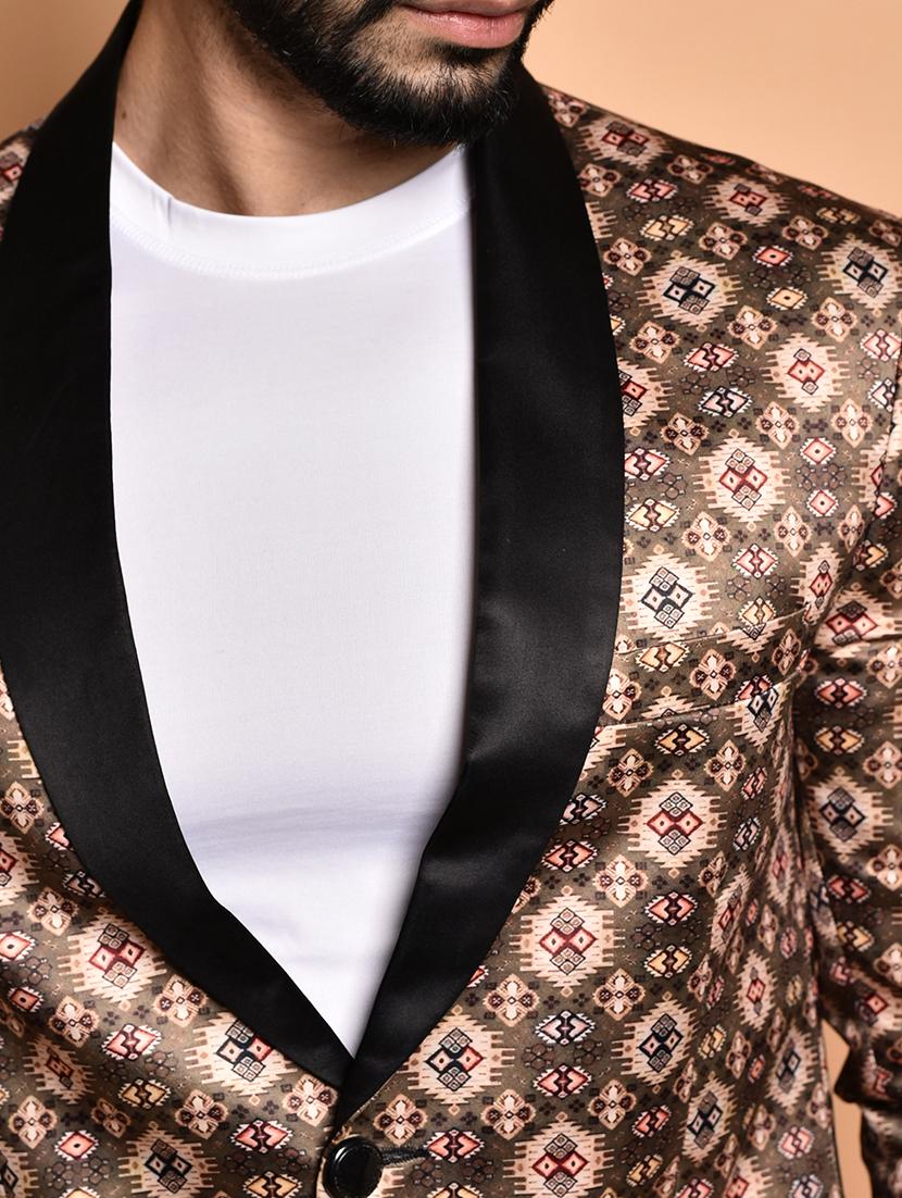 men long sleeves printed single breasted casual blazer - 21785949 - Standard Image - 5