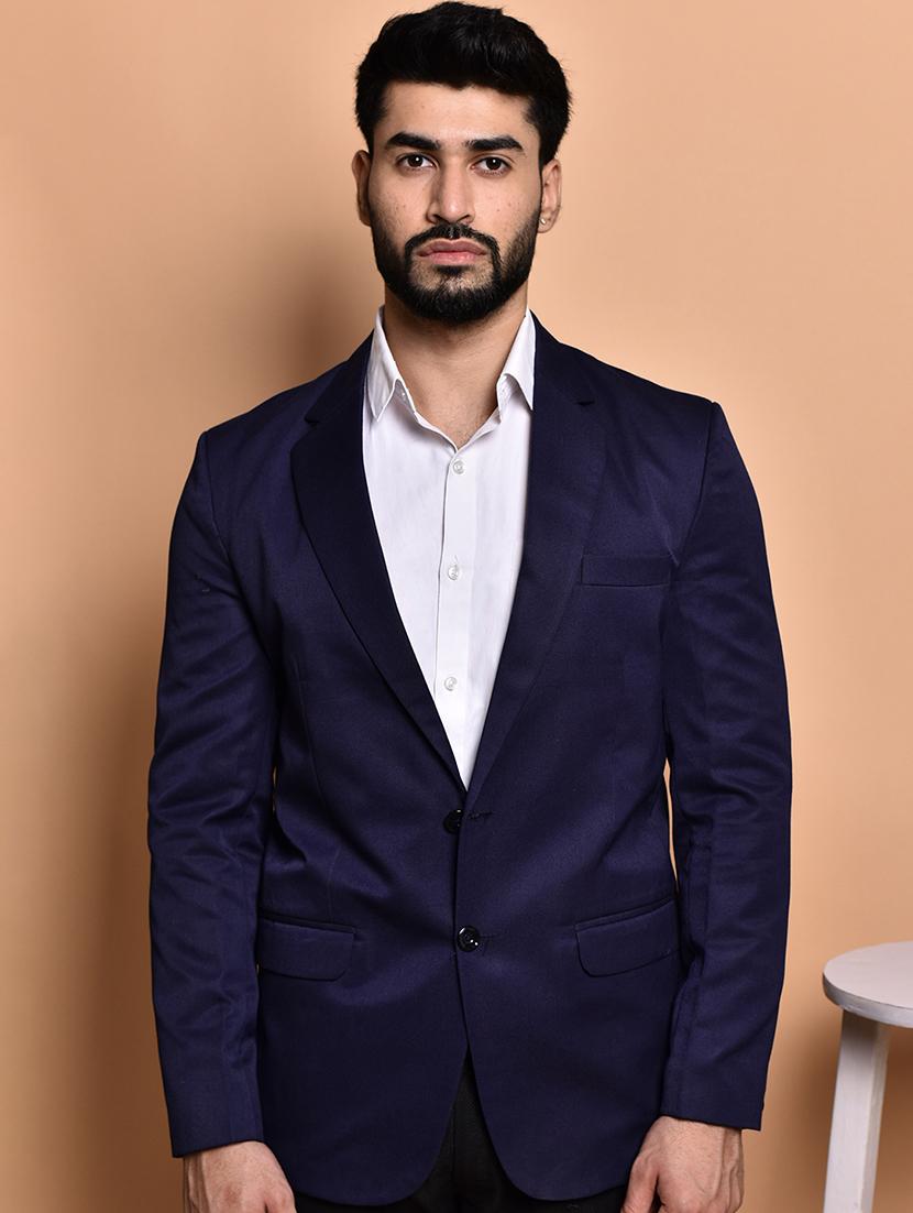 men solid lapel collar single breasted casual blazer - 21785962 - Standard Image - 3