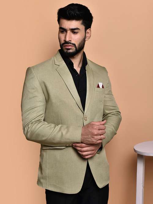 men solid lapel collar single breasted casual blazer - 21785964 -  Standard Image - 0