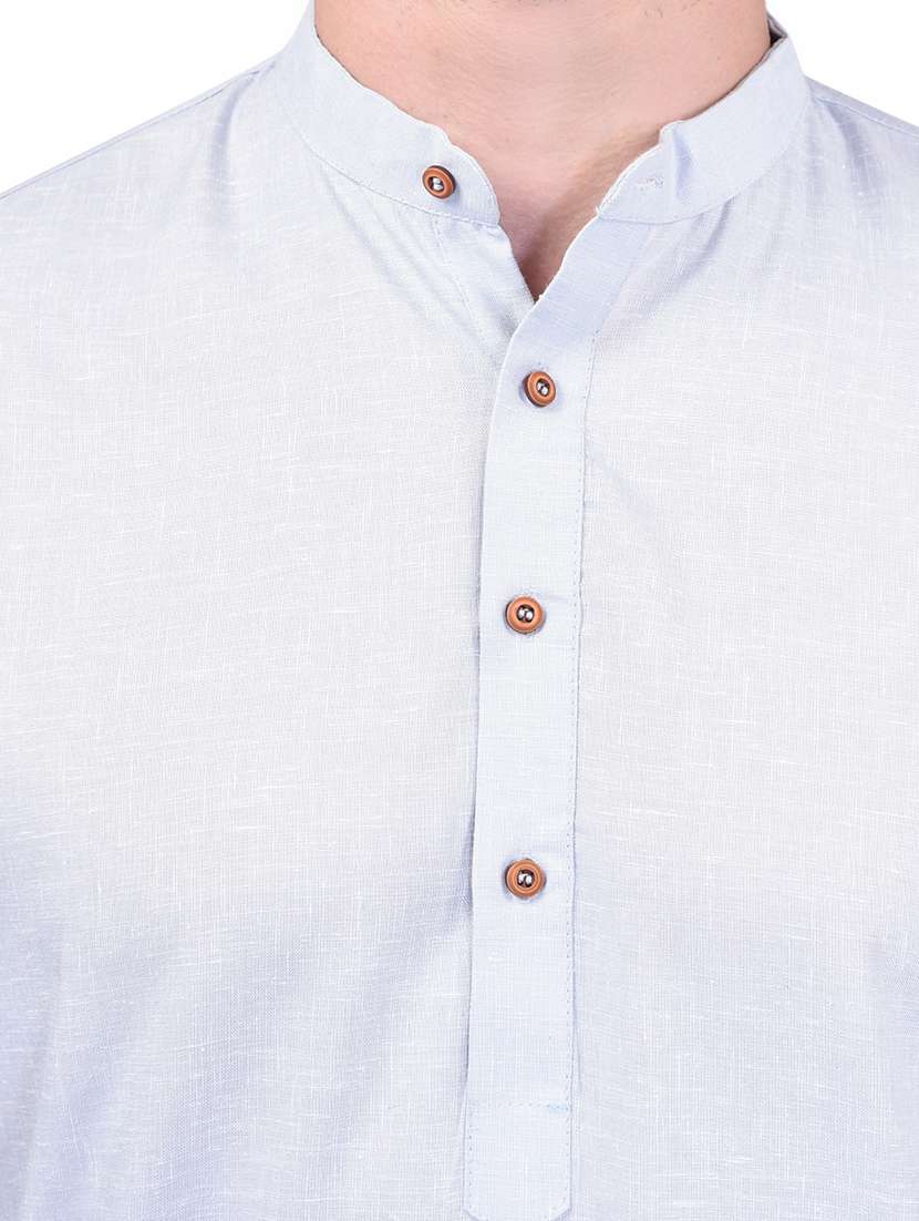 men solid mandarin neck kurta pyjama set - 21785969 -  Standard Image - 3