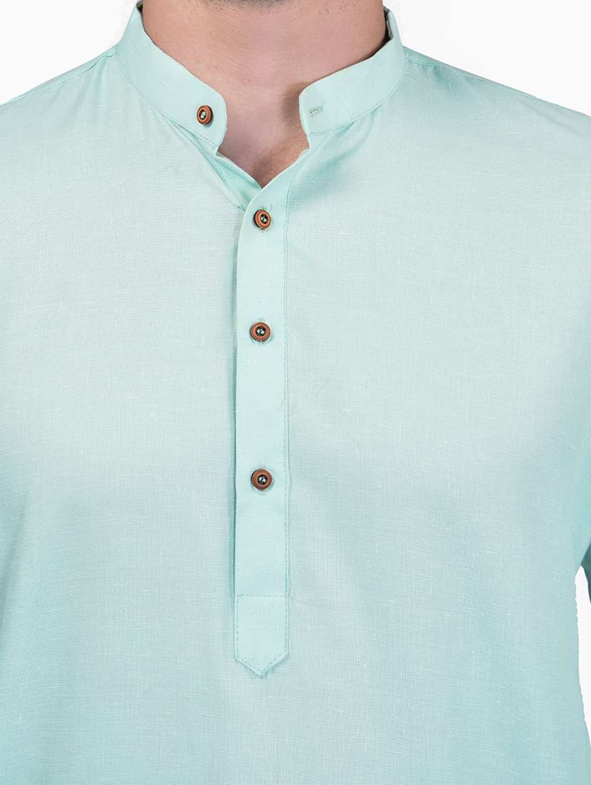 men solid mandarin neck kurta pyjama set - 21785970 -  Standard Image - 3