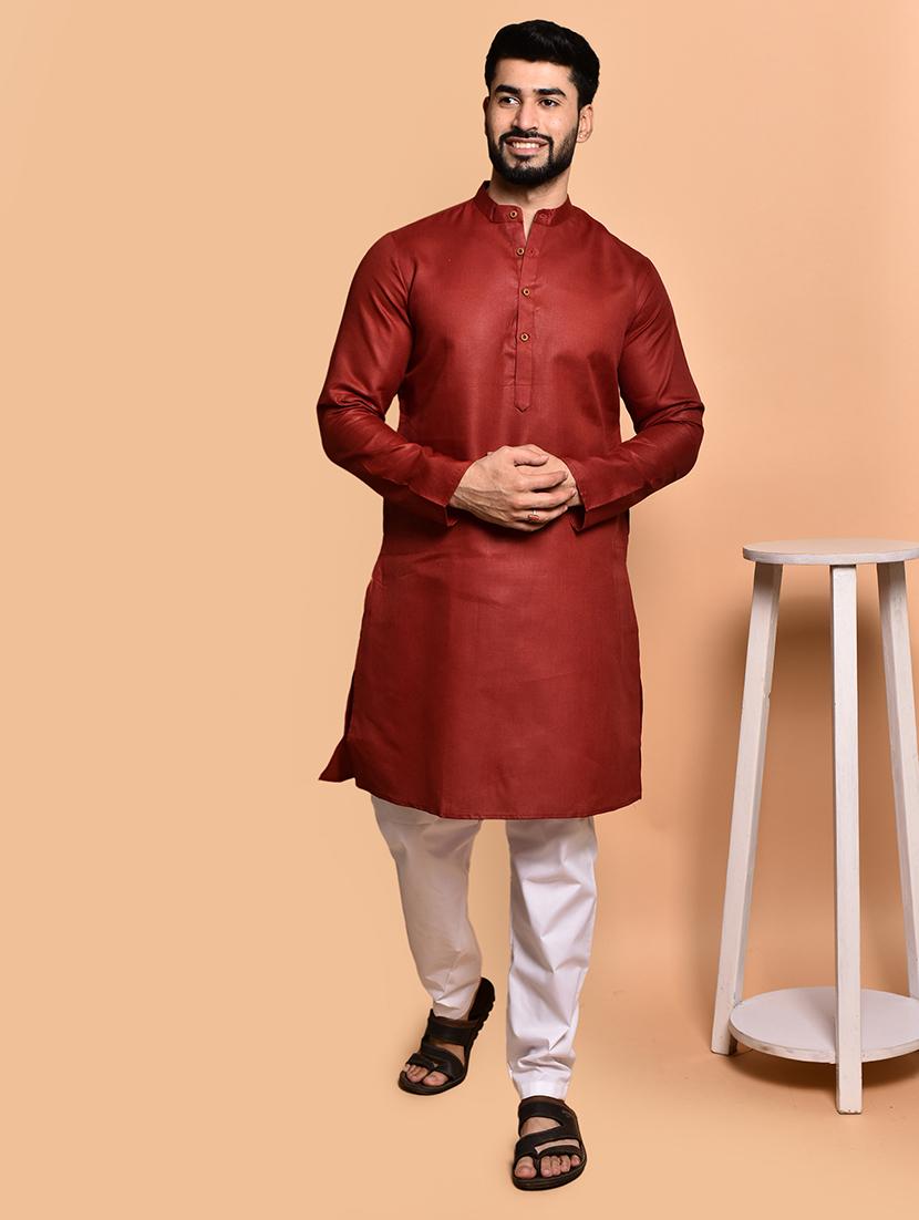 men solid mandarin neck kurta pyjama set - 21785977 - Zoom Image - 0