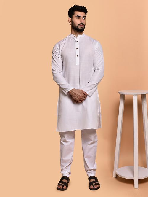 men solid mandarin neck kurta pyjama set - 21785979 - Standard Image - 0
