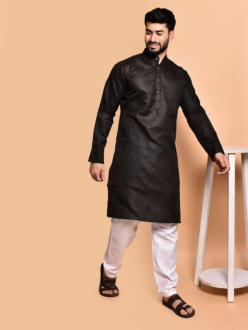 men solid mandarin neck kurta pyjama set - 21785980 -  Zoom Image - 0