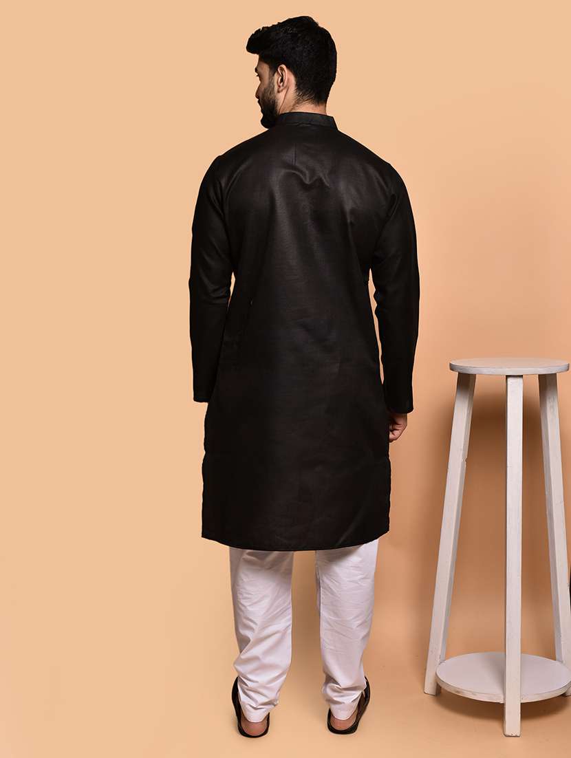 men solid mandarin neck kurta pyjama set - 21785980 - Standard Image - 3