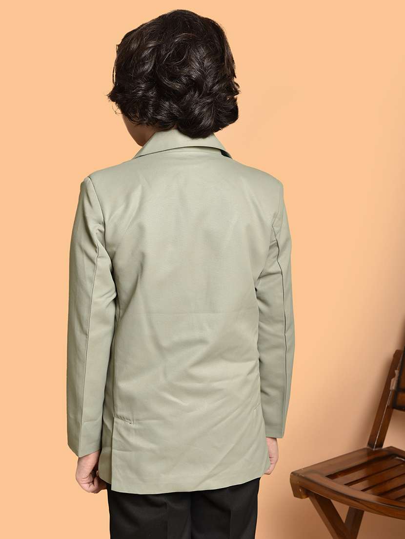 boys solid lapel neck casual blazer - 21786220 - Standard Image - 3