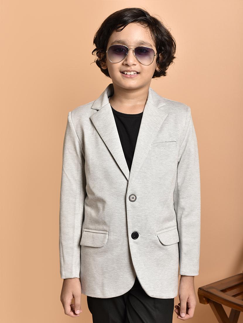 boys long sleeves solid single breasted blazer - 21786227 -  Zoom Image - 0