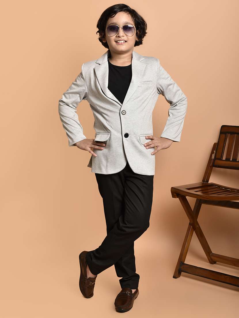 boys long sleeves solid single breasted blazer - 21786227 - Standard Image - 3