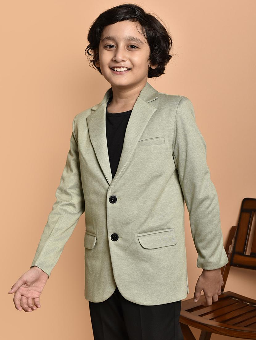 boys long sleeves solid single breasted blazer
