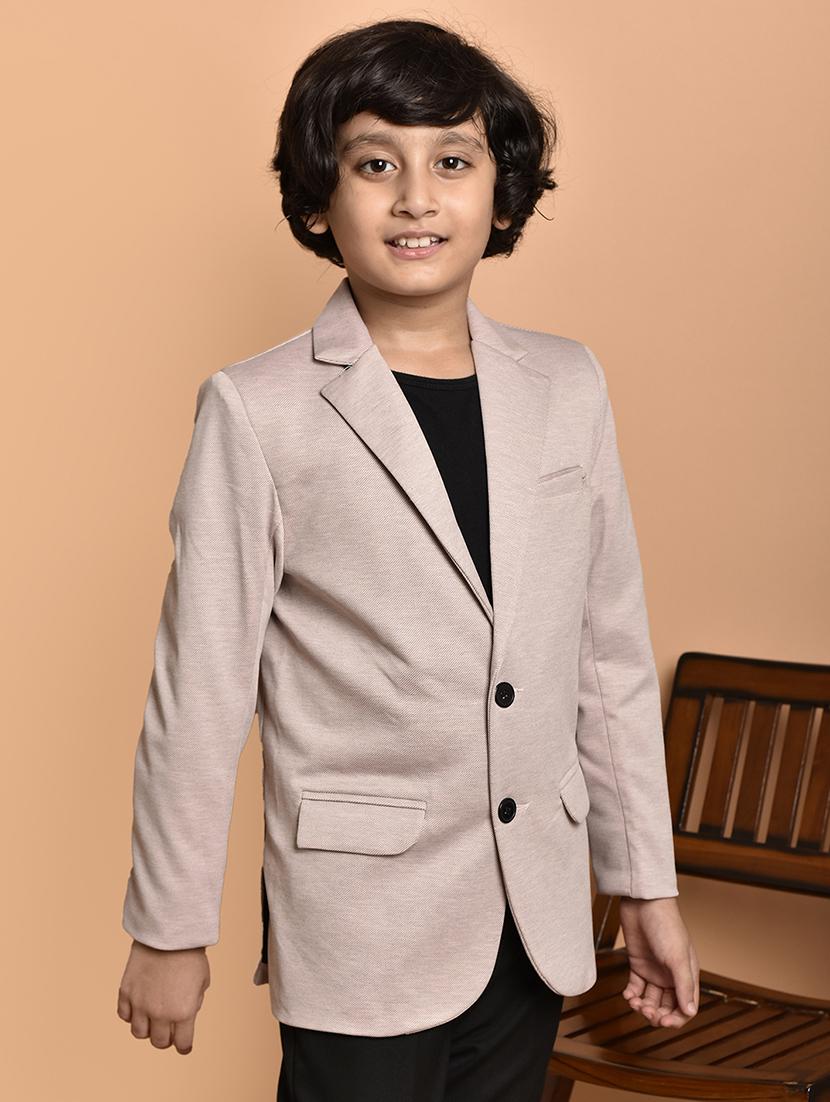 boys long sleeves solid single breasted blazer