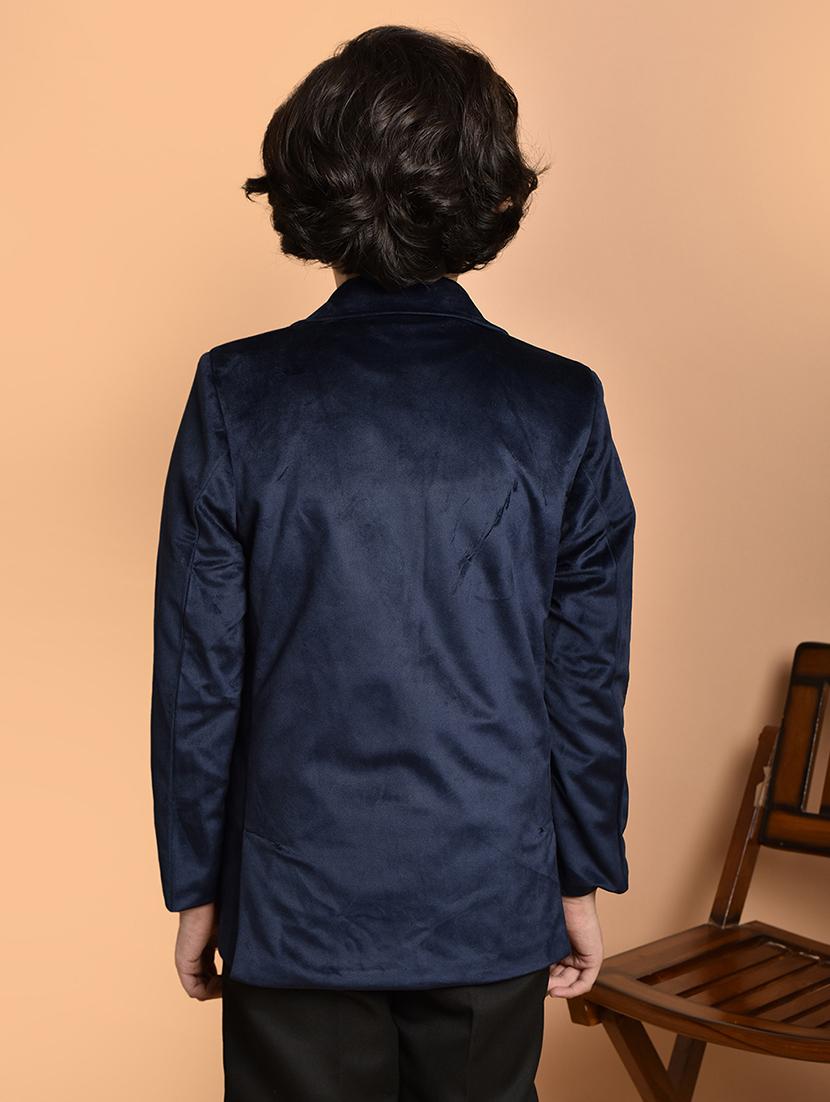 boys solid lapel neck long sleeves blazer - 21786243 - Standard Image - 3