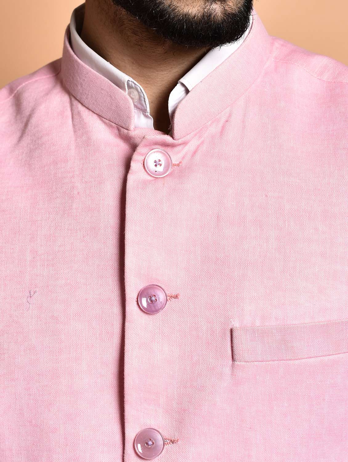 men solid mandarin neck regular fit nehru jacket - 21786324 - Standard Image - 3