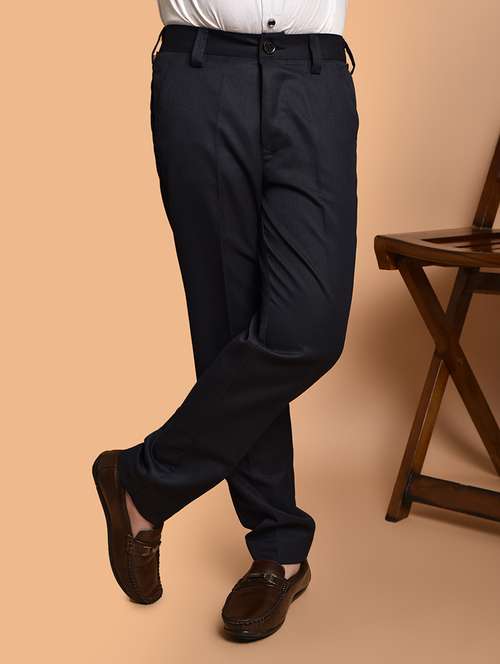 boys solid mid rise regular fit trouser  - 21786366 -  Standard Image - 0
