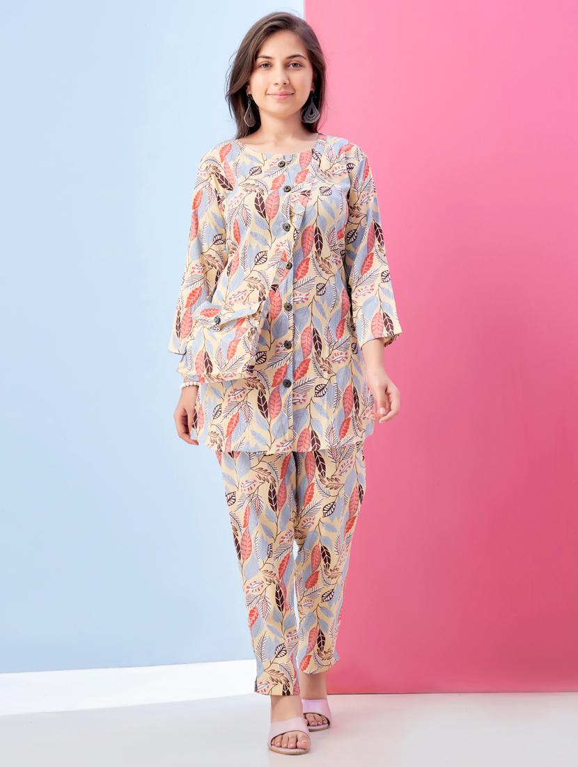 girls printed round neck co-ords set - 21786413 -  Zoom Image - 0
