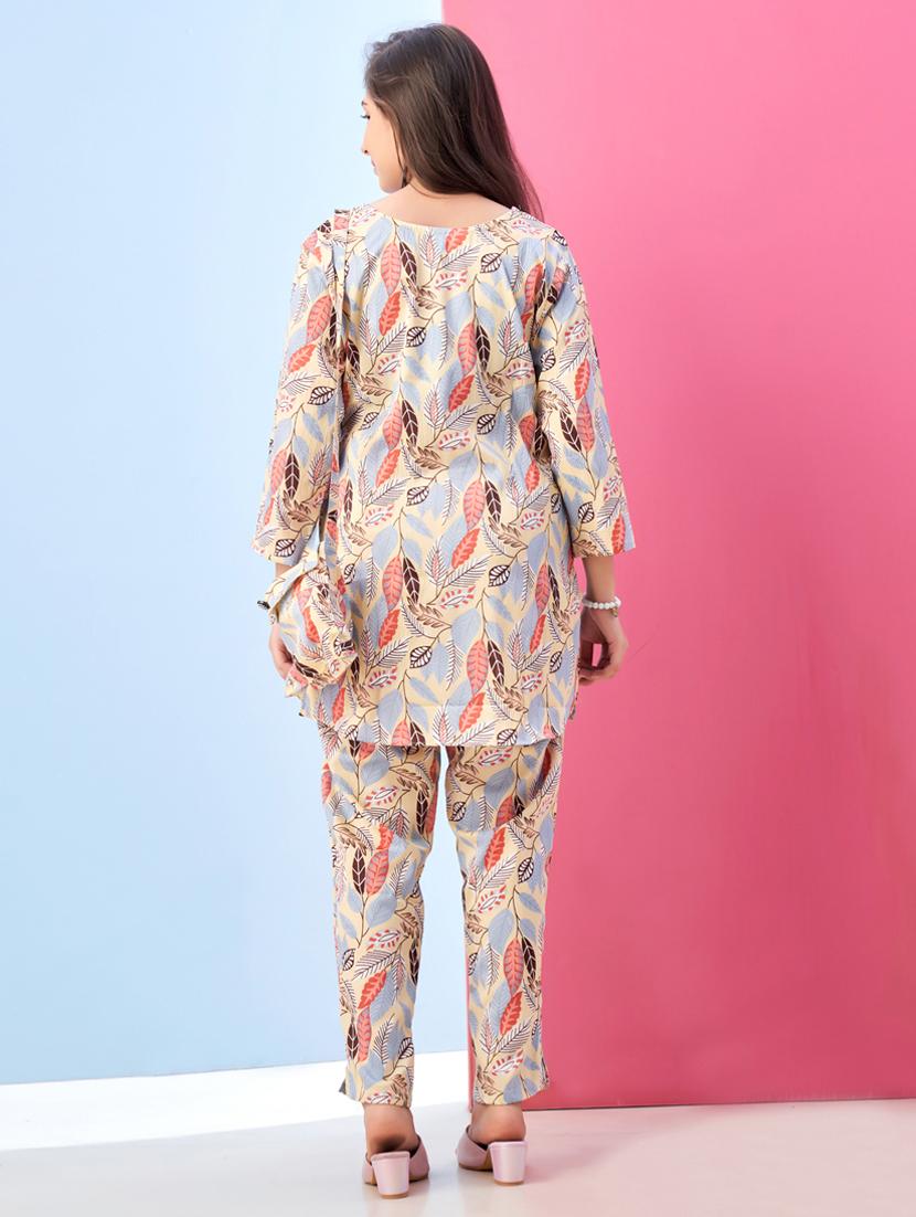 girls printed round neck co-ords set - 21786413 - Standard Image - 3