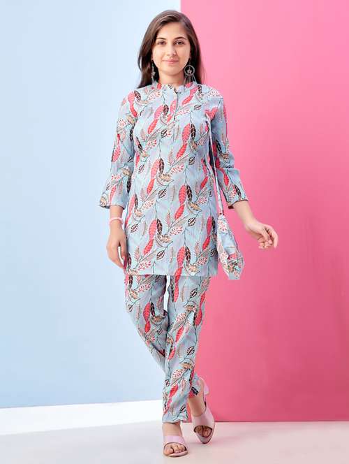 girls printed top & trouser co-ords set - 21786423 -  Standard Image - 0