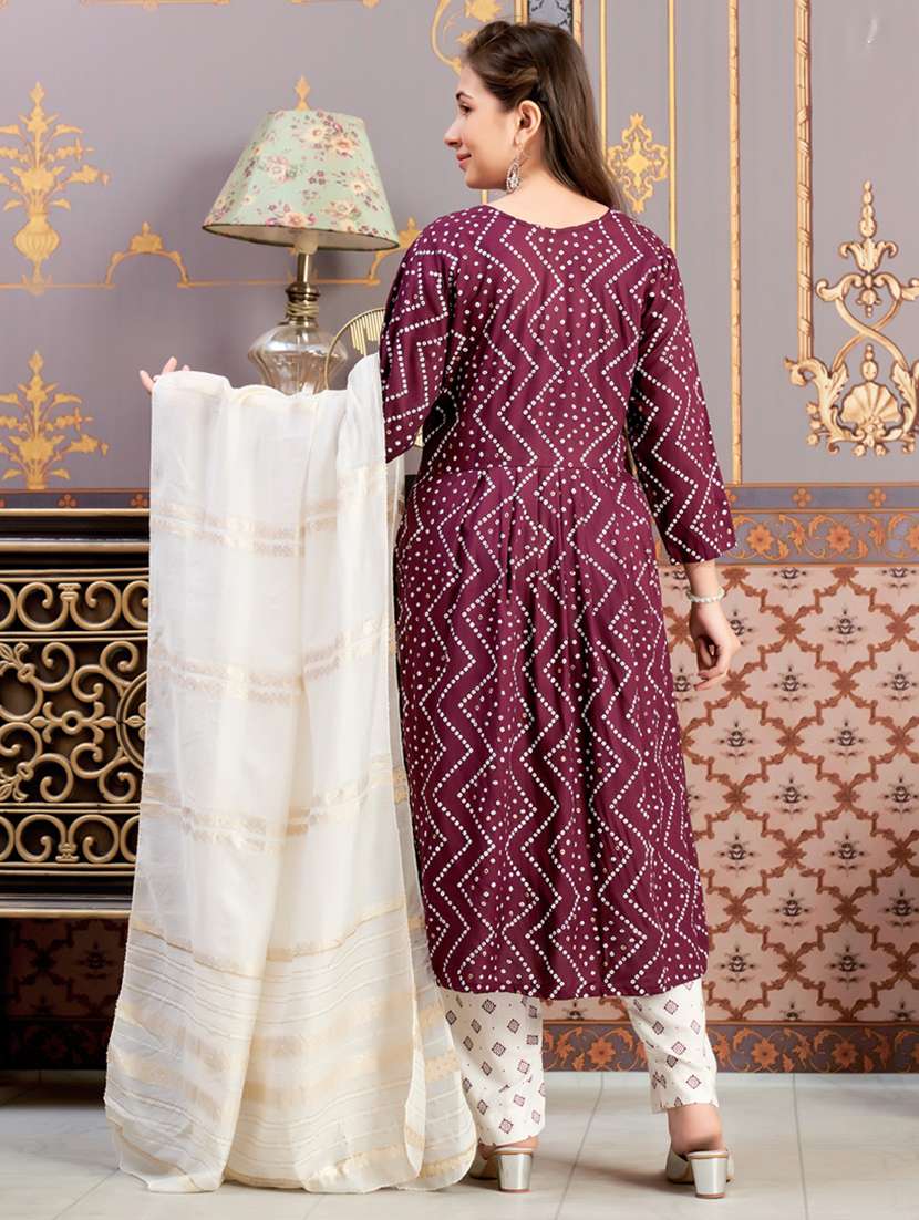 girls three quarter sleeve kurta pant with dupatta set - 21786443 - Standard Image - 3
