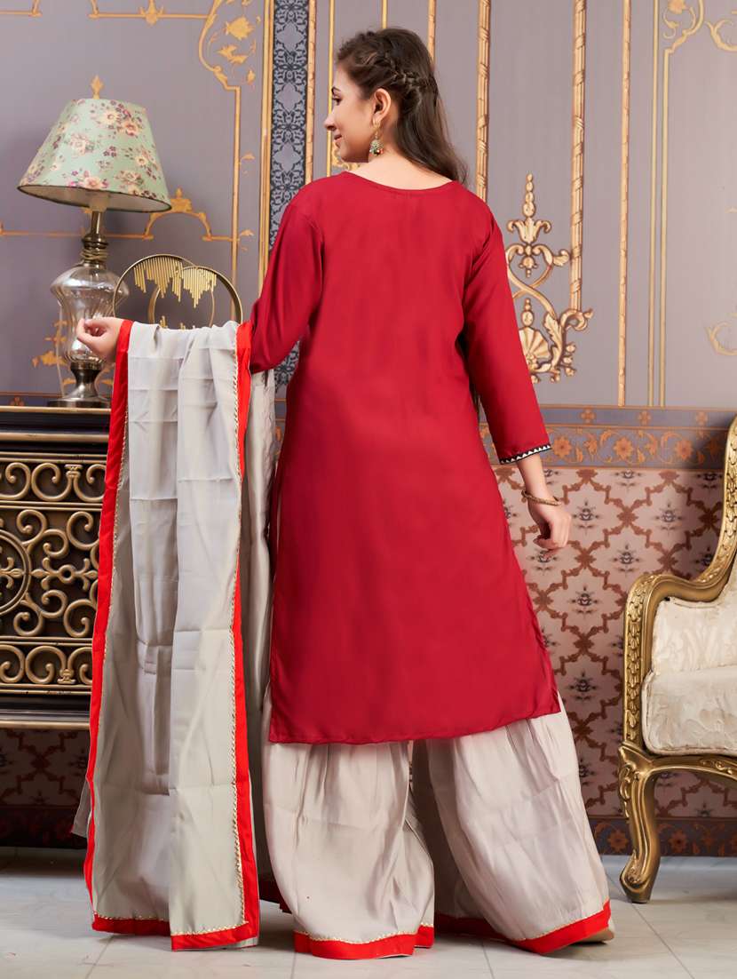 girls printed kurta and sharara with dupatta - 21786454 -  Standard Image - 3