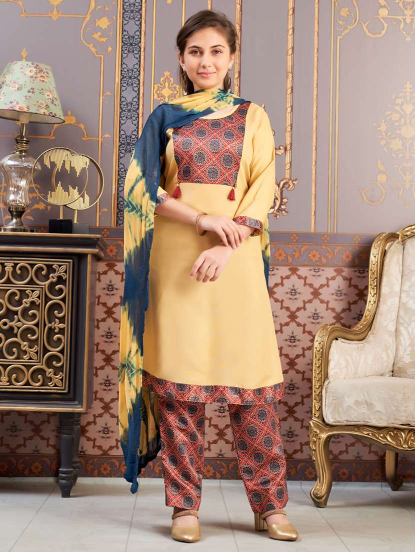 girls printed kurta and pant with dupatta - 21786458 -  Zoom Image - 0