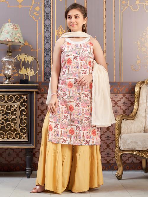 girls printed kurta and sharara with dupatta - 21786461 -  Standard Image - 0